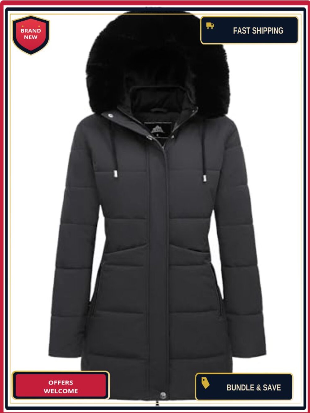 Women's Warm Winter Puffer Coat Waterproof Long Down Jacket Quilted Hooded